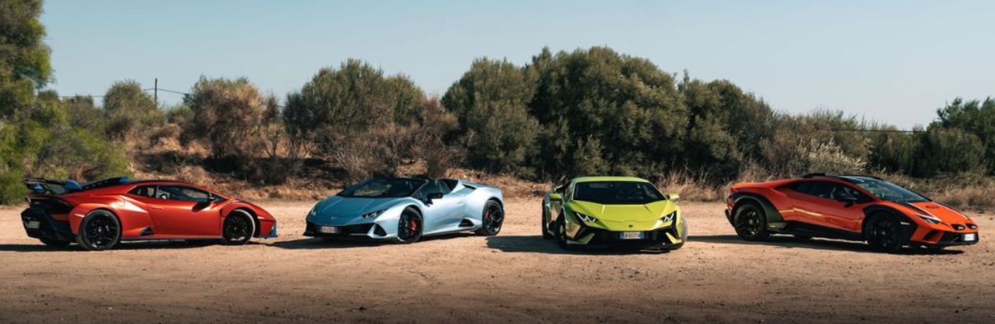 Lamborghini Huracan models parked in a line