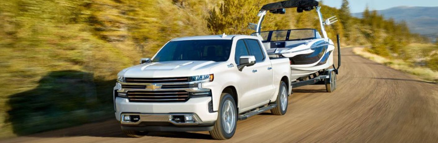 2020 Chevrolet Silverado towing a boat