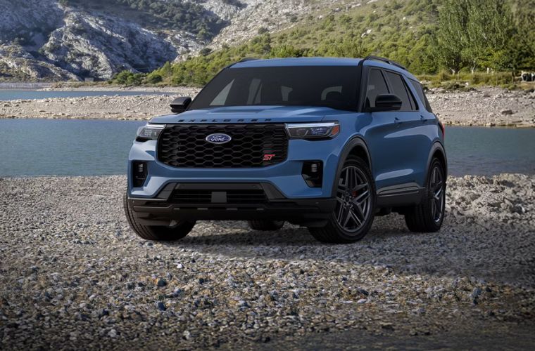 2026 Ford Explorer ST front view on rocks