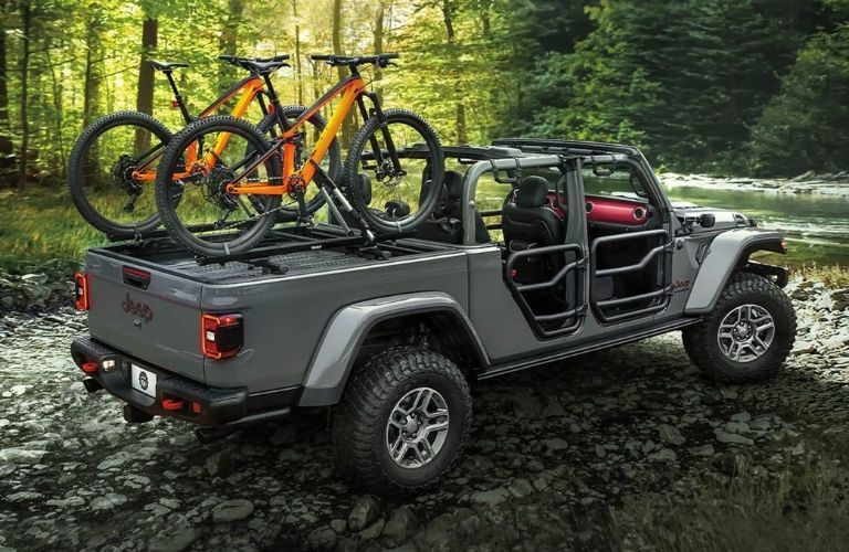 Jeep truck carrying bicycles
