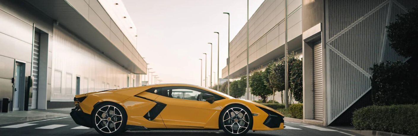 Side view of the 2024 Lamborghini Revuelto Yellow