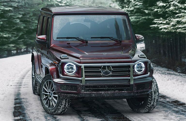 2021 MB G-Class exterior front fascia on snowy road