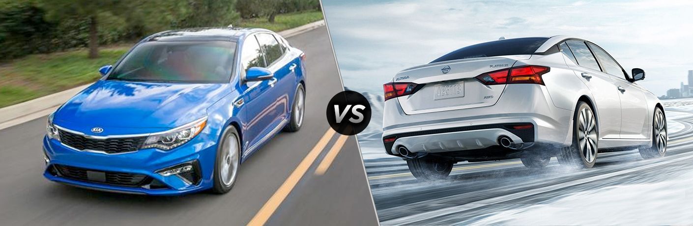 blue kia optima compared to white nissan altima