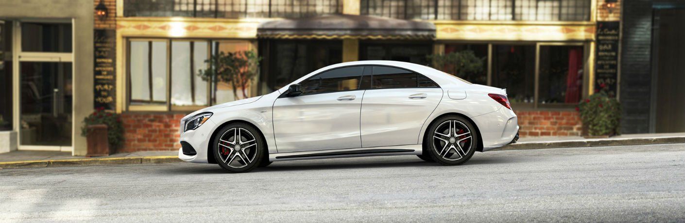 side profile of white 2018 Mercedes-Benz CLA