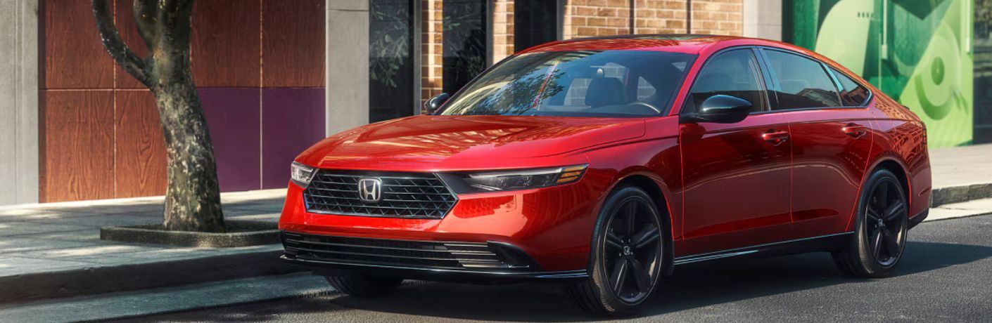 Front-quarter view of the 2025 Honda Accord Red