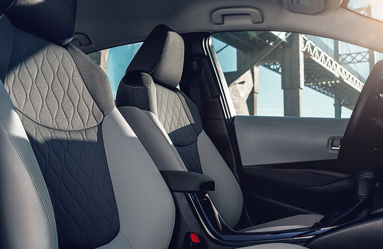 Two-tone gray seats in 2021 Toyota Corolla Hybrid