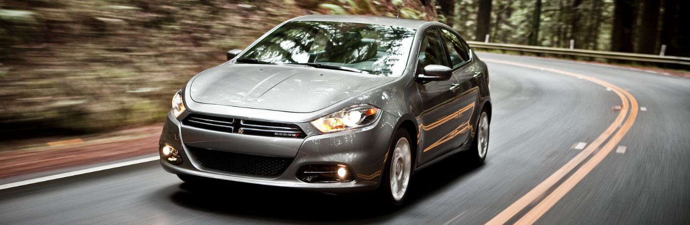 Front three-quarter view of the 2016 Dodge Dart driving