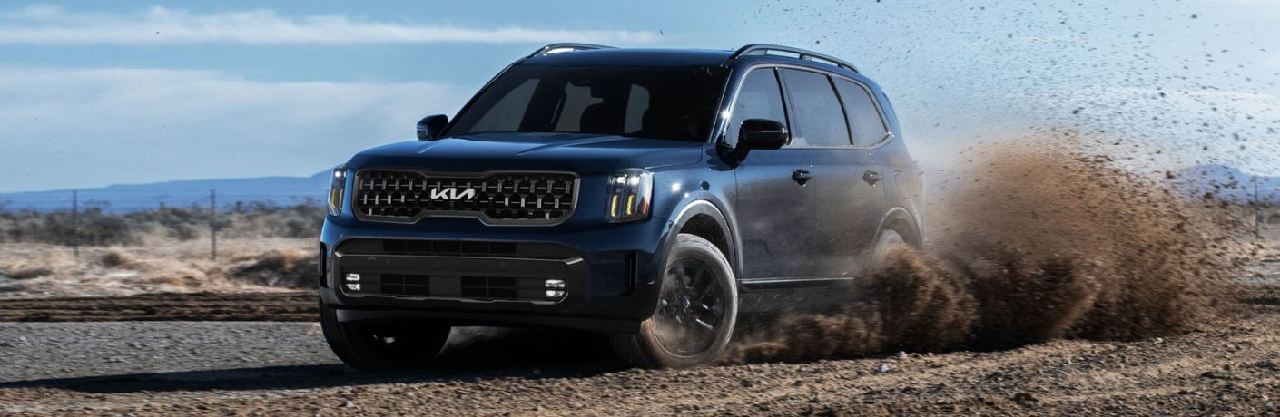 Front Quarter View of the 2024 Kia Telluride navigating sand