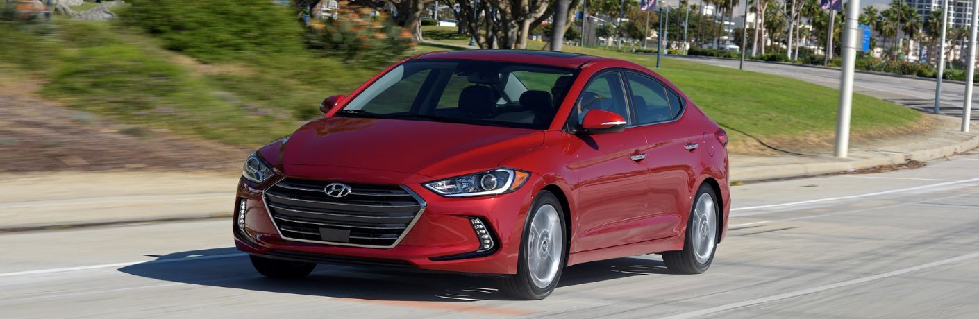 A 2017 Hyundai Elantra on a suburban road