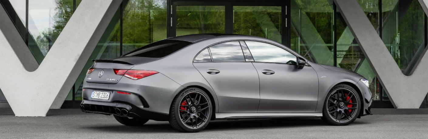 2020 MB AMG CLA exterior back fascia and passenger side in front of windows