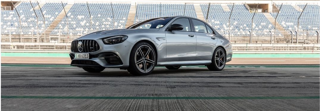 2021 MB E-Class exterior front fascia driver side in stadium