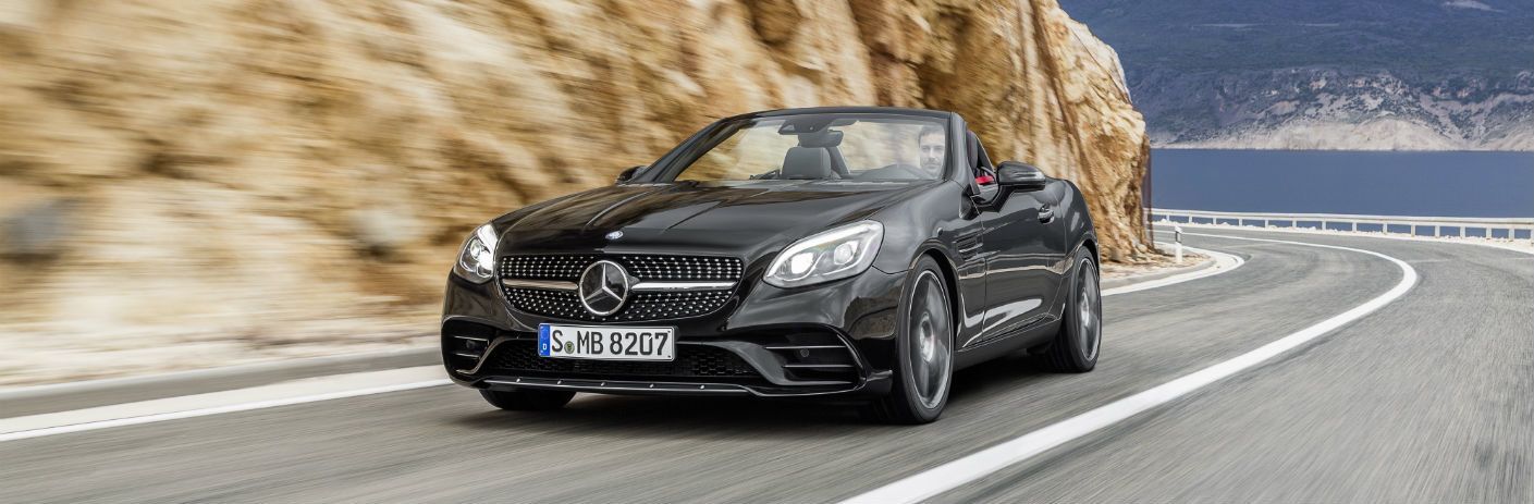 Black 2017 Mercedes-Benz SLC on a Coast Road