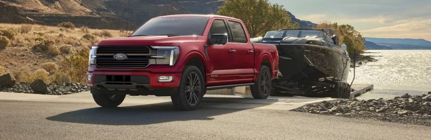 2025 Ford F-150 towing a boat out of water
