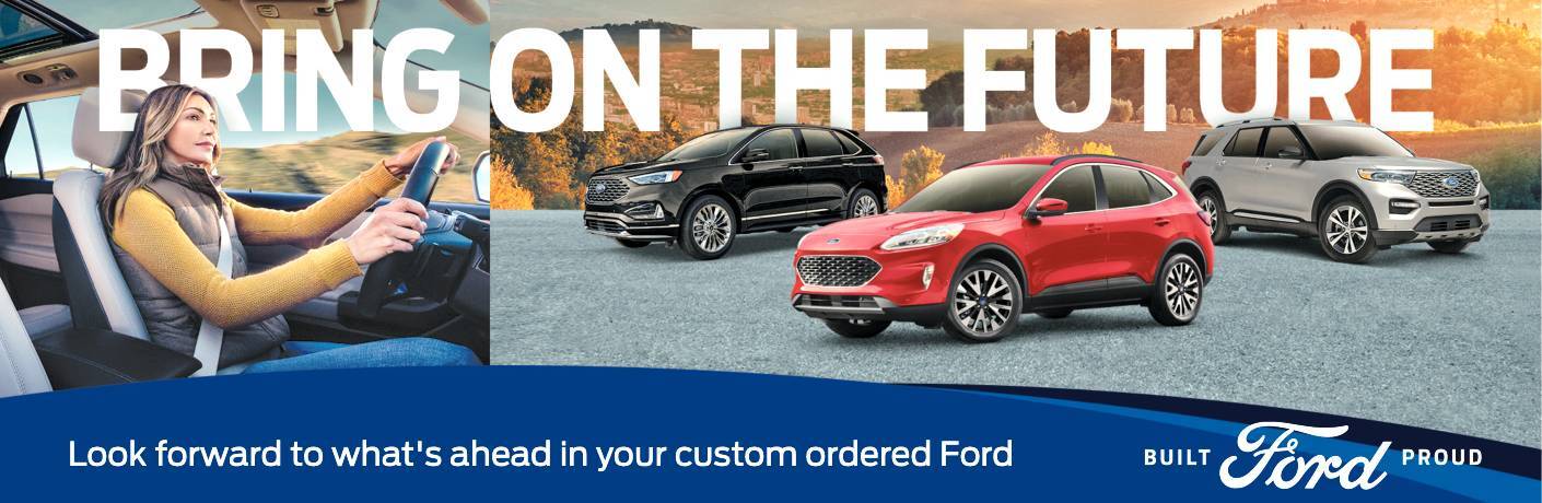 Ford Bring On The Future Escape, Edge, Explorer, Women at the steering wheel driving a Ford