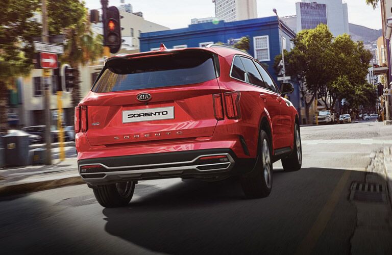 Rear view of 2021 Kia Sorento red