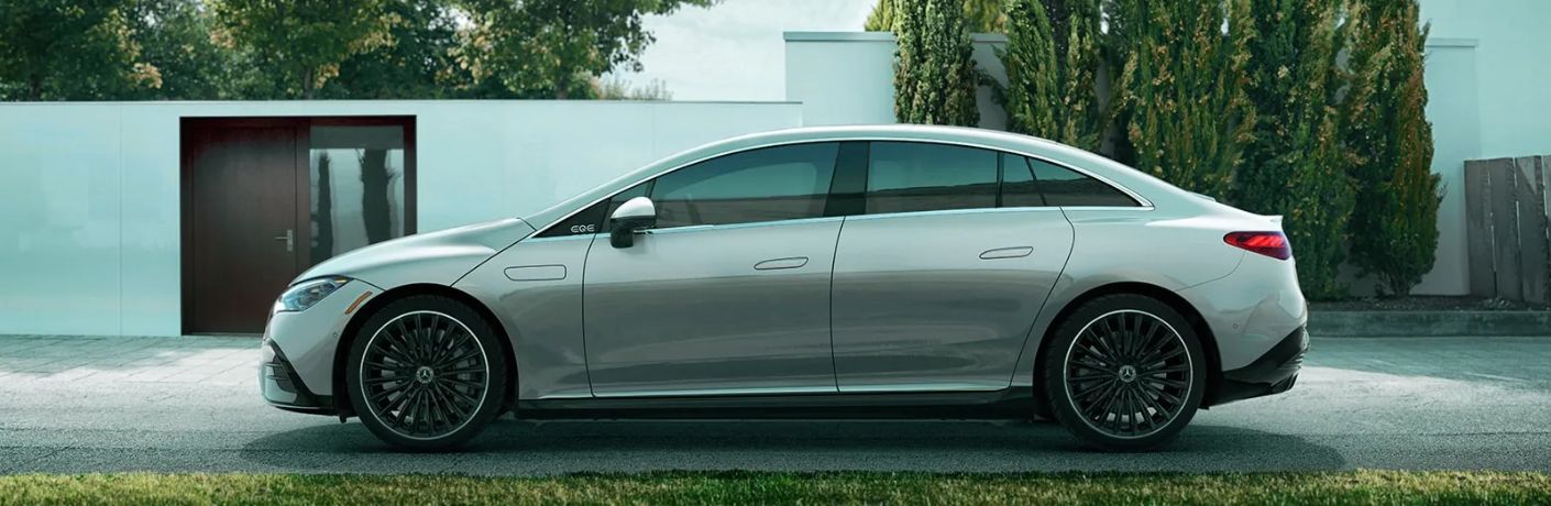 2025 Mercedes-Benz EQE 350+ SUV parked outside a building