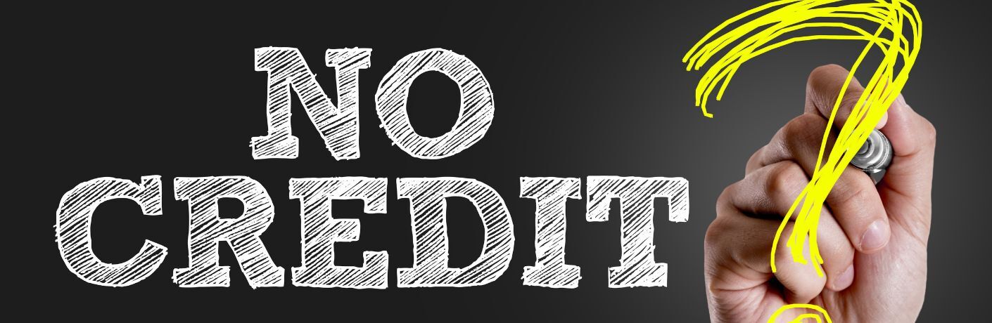 No credit written with a question mark and a man's hand