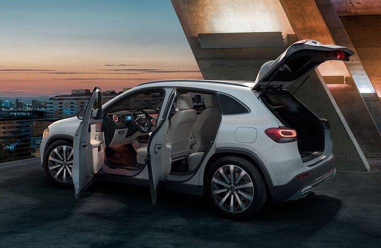 2022 Mercedes-Benz GLA white side view all doors open