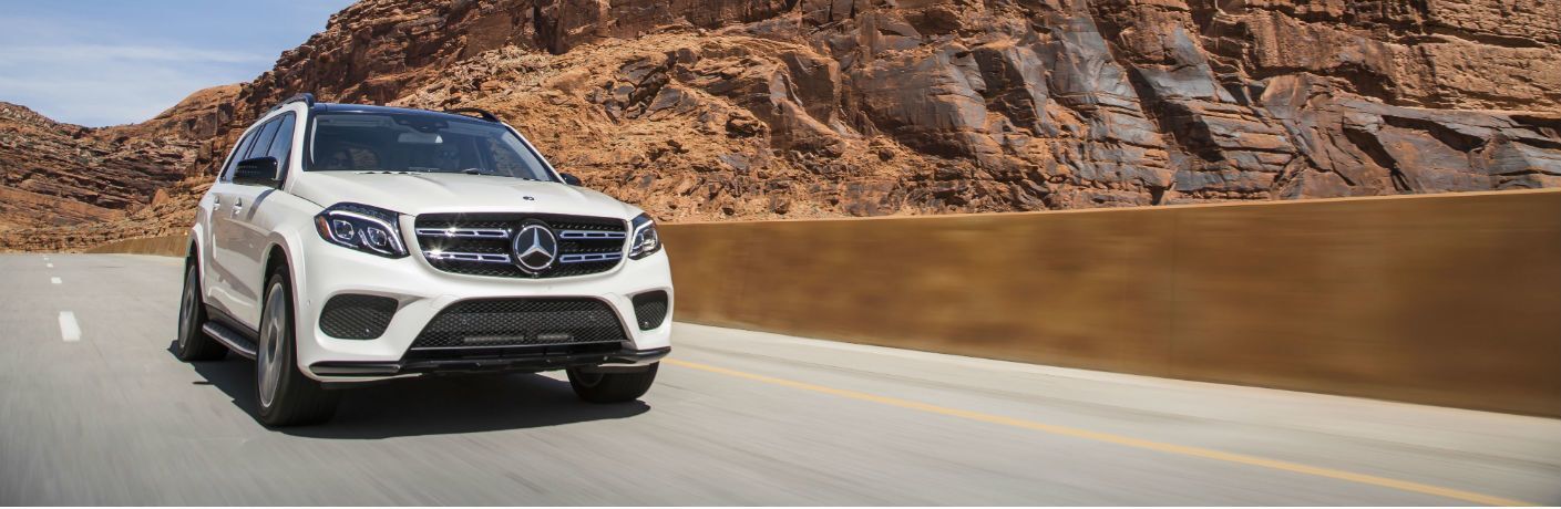 2017 Mercedes-Benz GLS driving through the desert