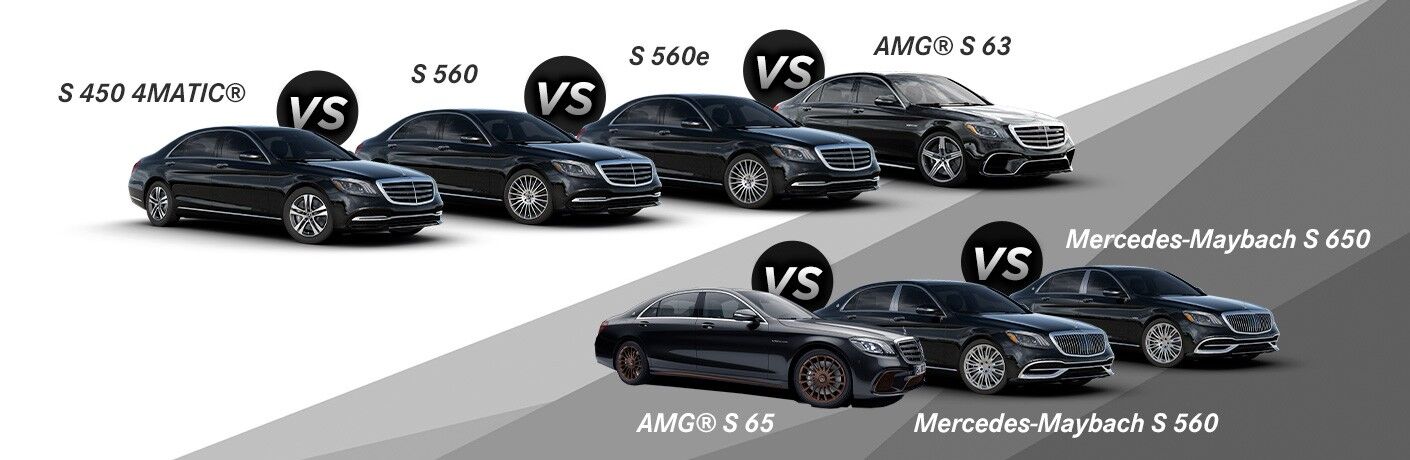 2020 MB S-Class trim comparison front fascias and passenger sides