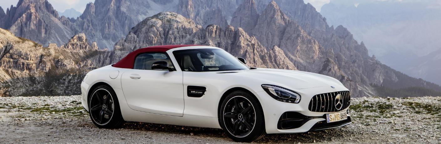 2018 Mercedes-Benz AMG® GT Roadster white side view with a red top
