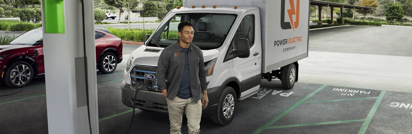 Commercial EV at a charging station