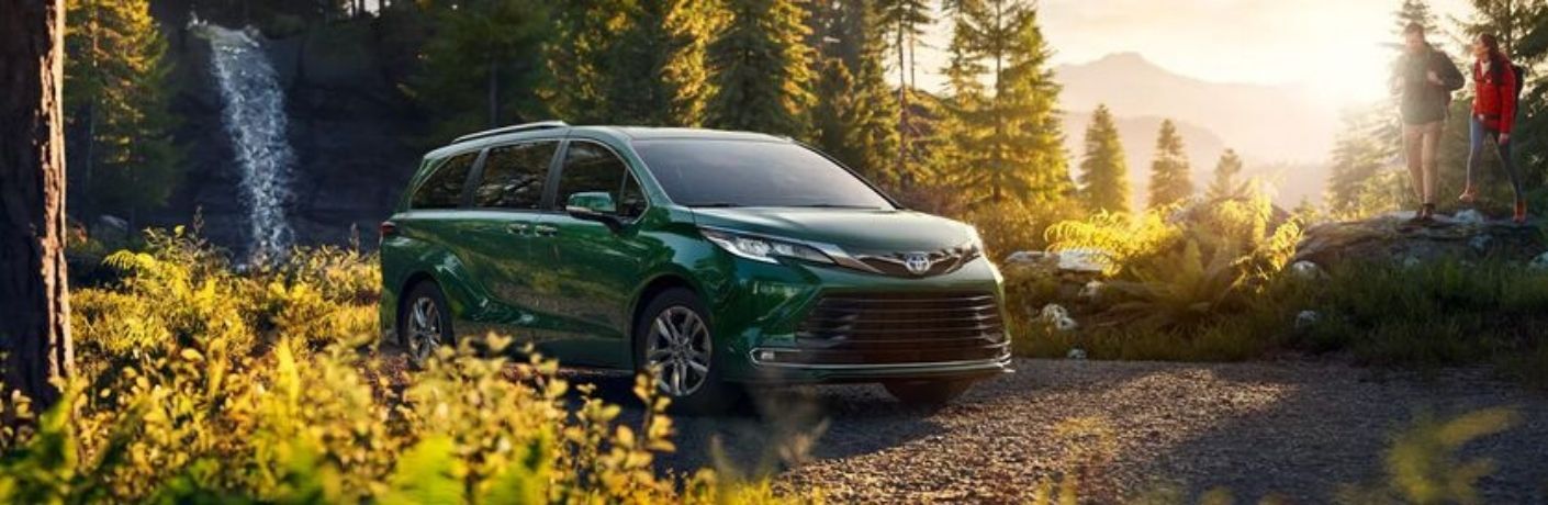 2022 Toyota Sienna Green parked in a forest