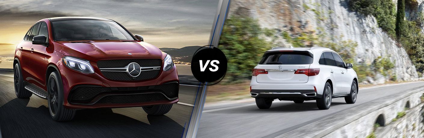 2018 Mercedes-Benz GLE in Red vs 2018 Acura MDX in White