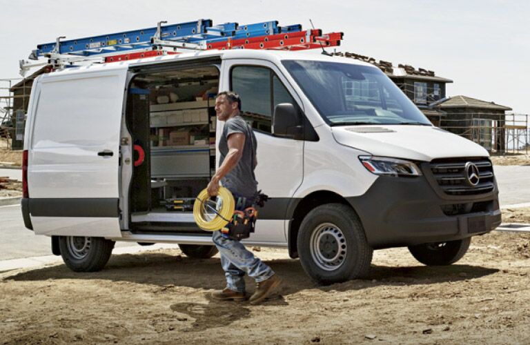 2021 Mercedes-Benz Sprinter Crew Van with a worker