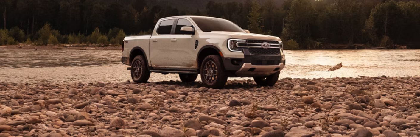 2026 Ford Ranger parked on a rocky beach
