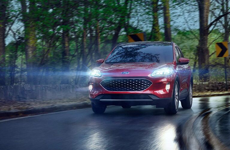 2021 Ford Escape SEL Hybrid front view in the woods