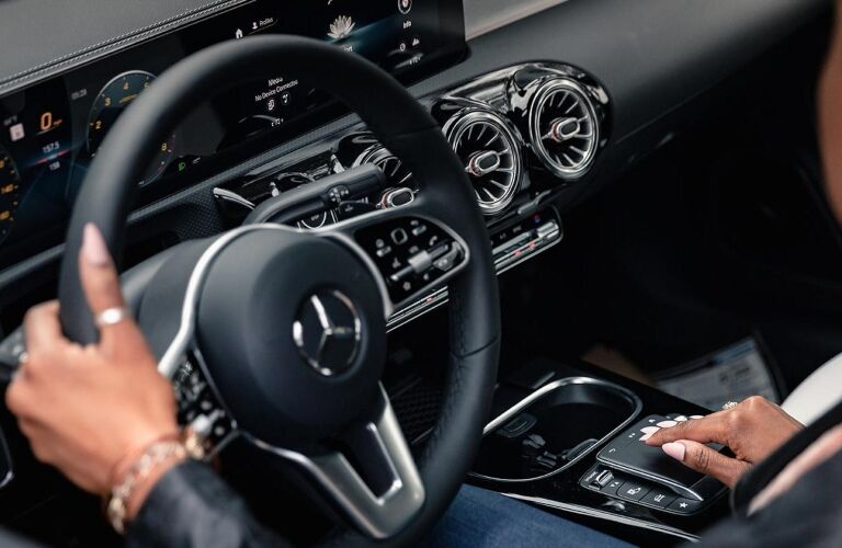 2022 Mercedes-Benz CLA with person at the wheel