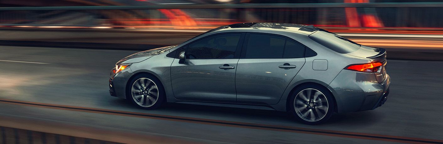 2021 Toyota Corolla dark gray on night road
