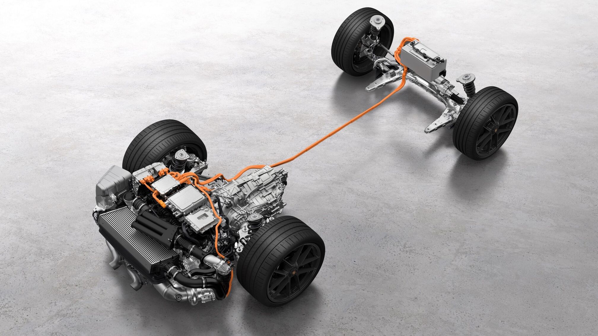 Porsche 911 Carrera GTS T-Hybrid drivetrain with eTurbo, PDK electric motor and high-voltage battery