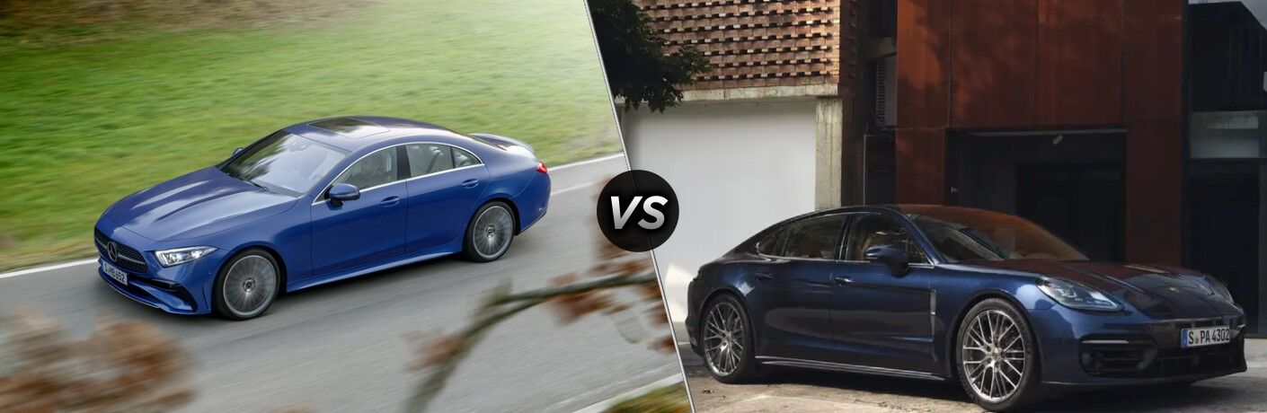 2022 Mercedes-Benz CLS next to the 2022 Porsche Panamera