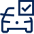 A navy and white illustrated car with a checkmark in a box over the driver’s side