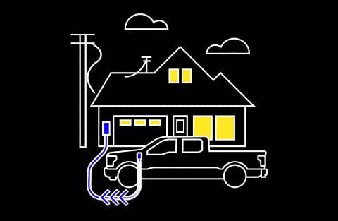 Drawing of F-150 Lightning can provide full backup power to a home