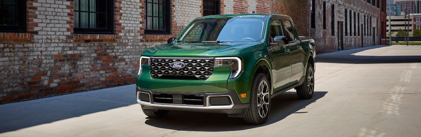 2025 Ford Maverick with green paint in a city