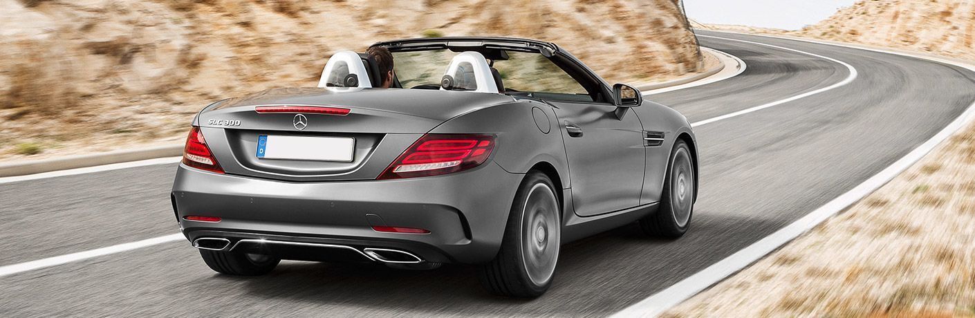 2017 Mercedes-Benz SLC Roadster driving on a curvy road
