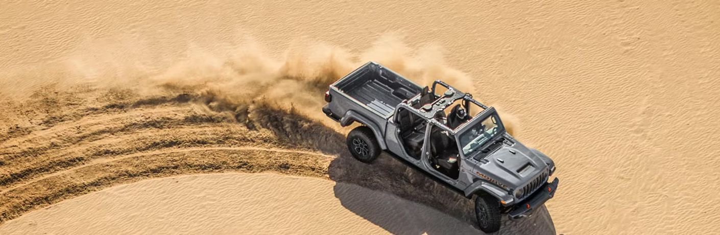 Top view of the Jeep Gladiator navigating sand