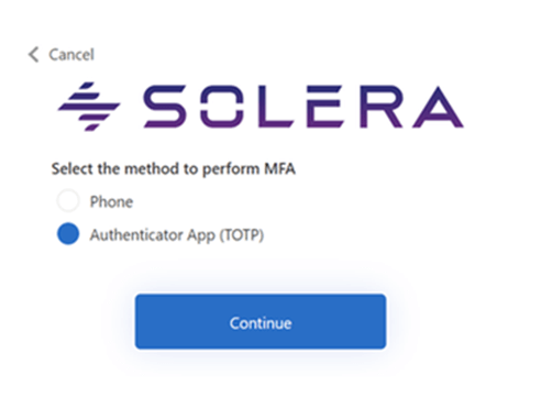 Click on Authenticator App and click on continue button.
