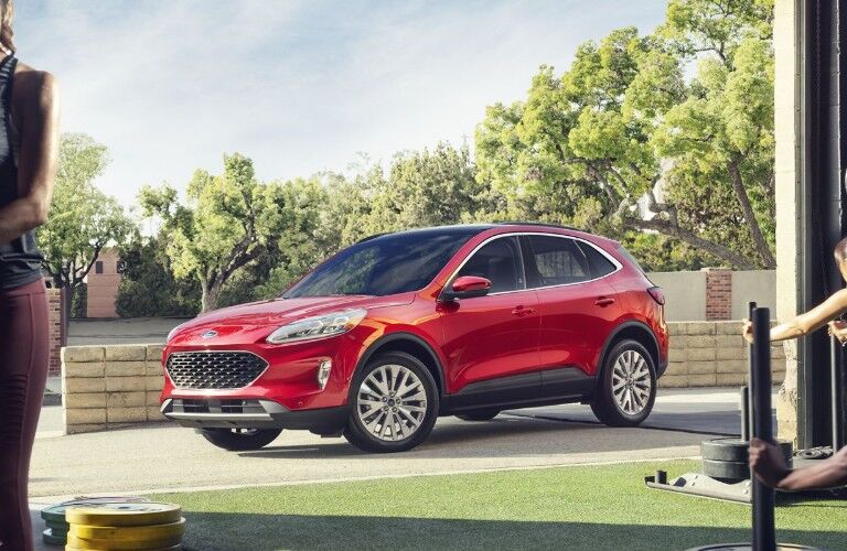 Profile view of red 2020 Ford Escape