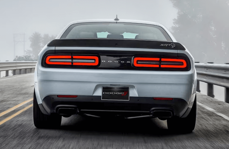 The rear side of the 2023 Dodge Challenger is shown.