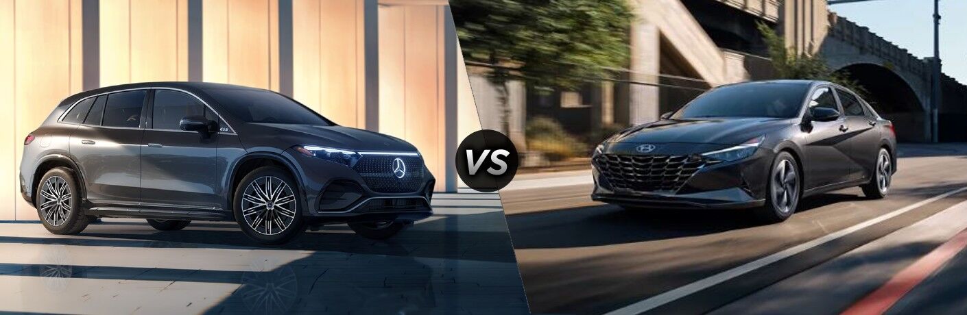 An image of the comparison between 2023 Mercedes-Benz EQS and the 2023 Hyundai Elantra