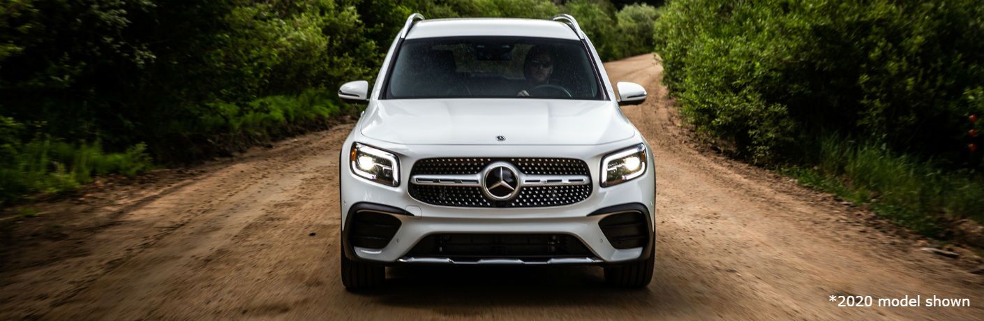 2021 MB GLB exterior front fascia on dirt road