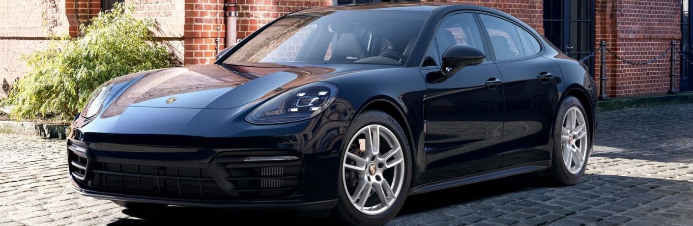 Front view of a black 2022 Porsche Panamera