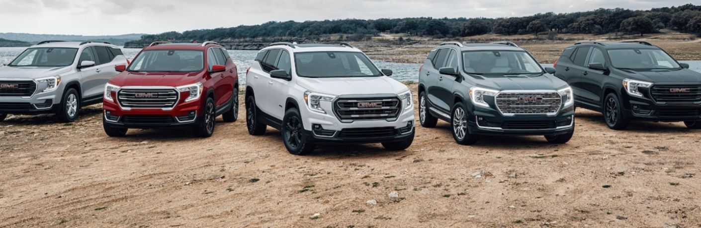 View of Luxury SUVs of GMC lined up