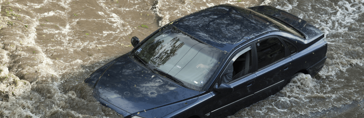 Car submerged in water