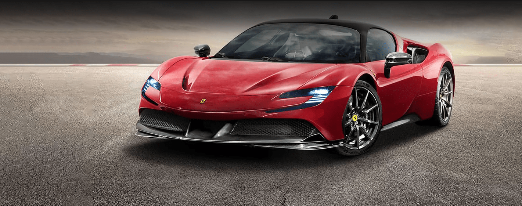 Front-quarter view of the 2023 Ferrari SF90 Red