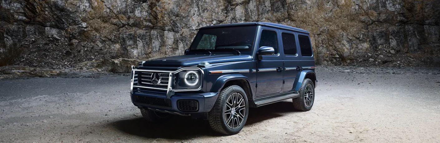 front and side view of the 2025 Mercedes-Benz G-Class SUV